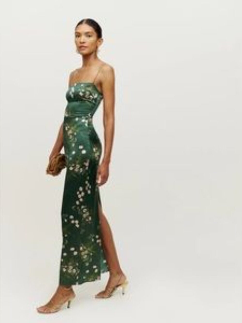 REFORMATION Frankie Floral Silk Slip Dress with Pink & Green Print size 2